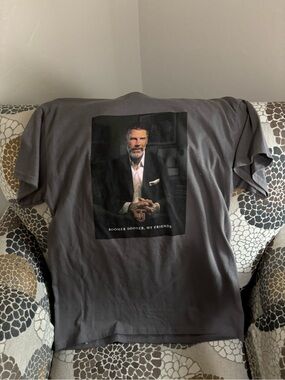 Graphic Short Sleeve Men's T-Shirt in Charcoal with Portrait Print